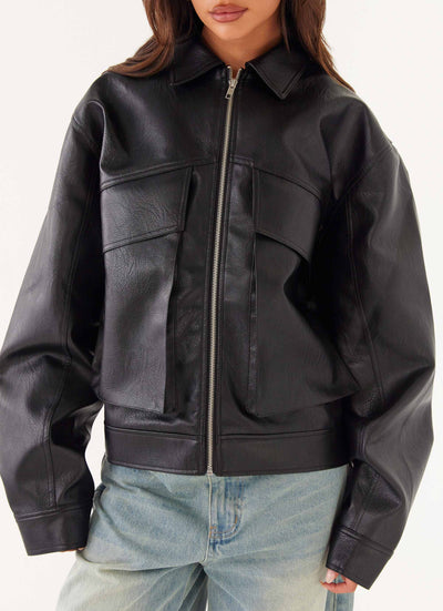 Elodie™ | Leather Bomber Jacket
